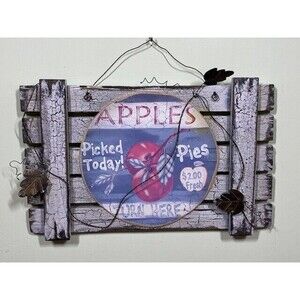 Apples Picked Today Hanging Wall Sign Wood Plaque Rustic Farmhouse Decor 15"x9"